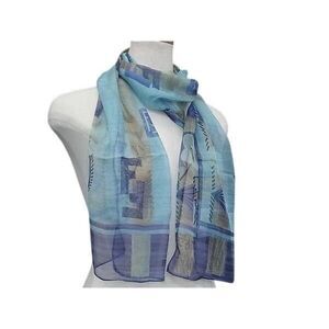 Fendi Scarf Light Blue 100% Silk Ladies All Pattern New Old Unused Exhibit